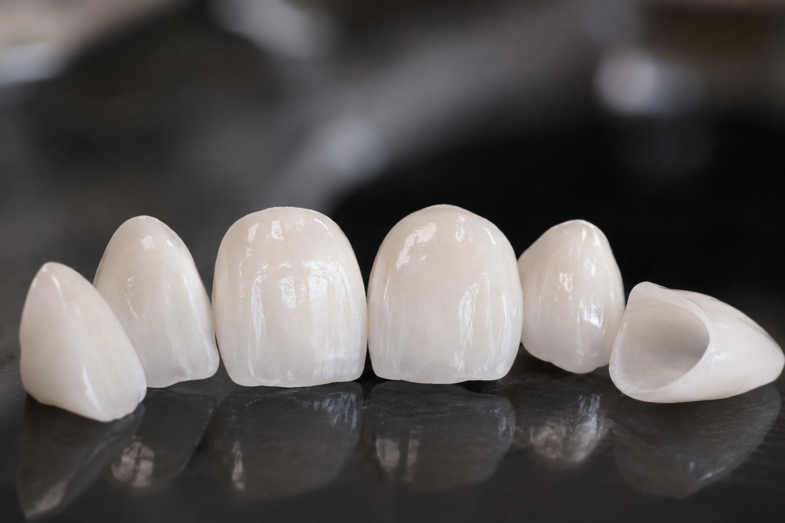 Dr. Collins shade matching custom dental veneers at Two Rivers Dental Group