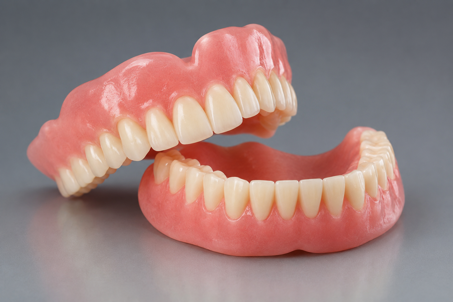 Dr. Collins fitting custom dentures for a patient at Two Rivers Dental Group