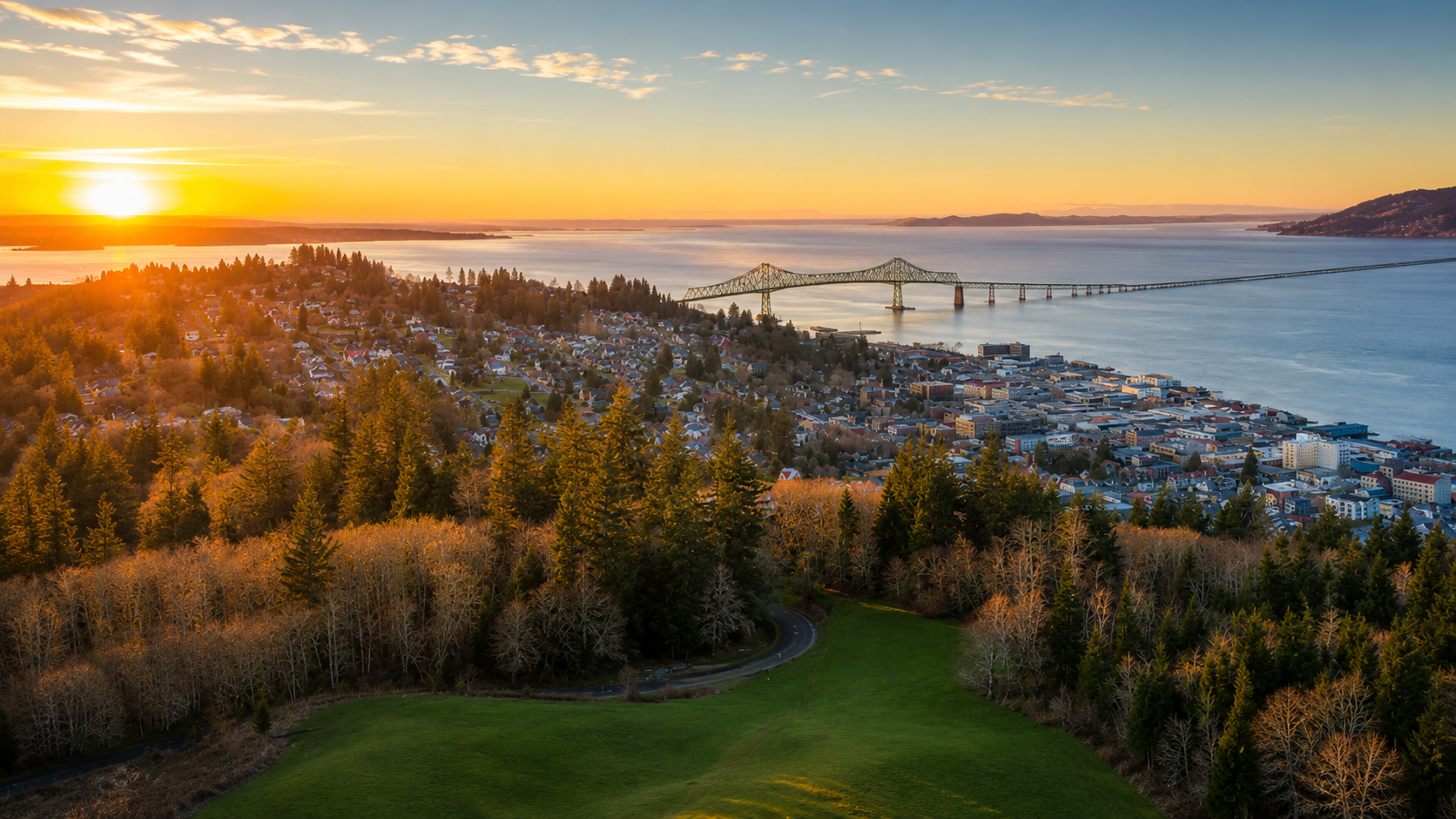 Aerial view of Veneta, Oregon near Fern Ridge Reservoir