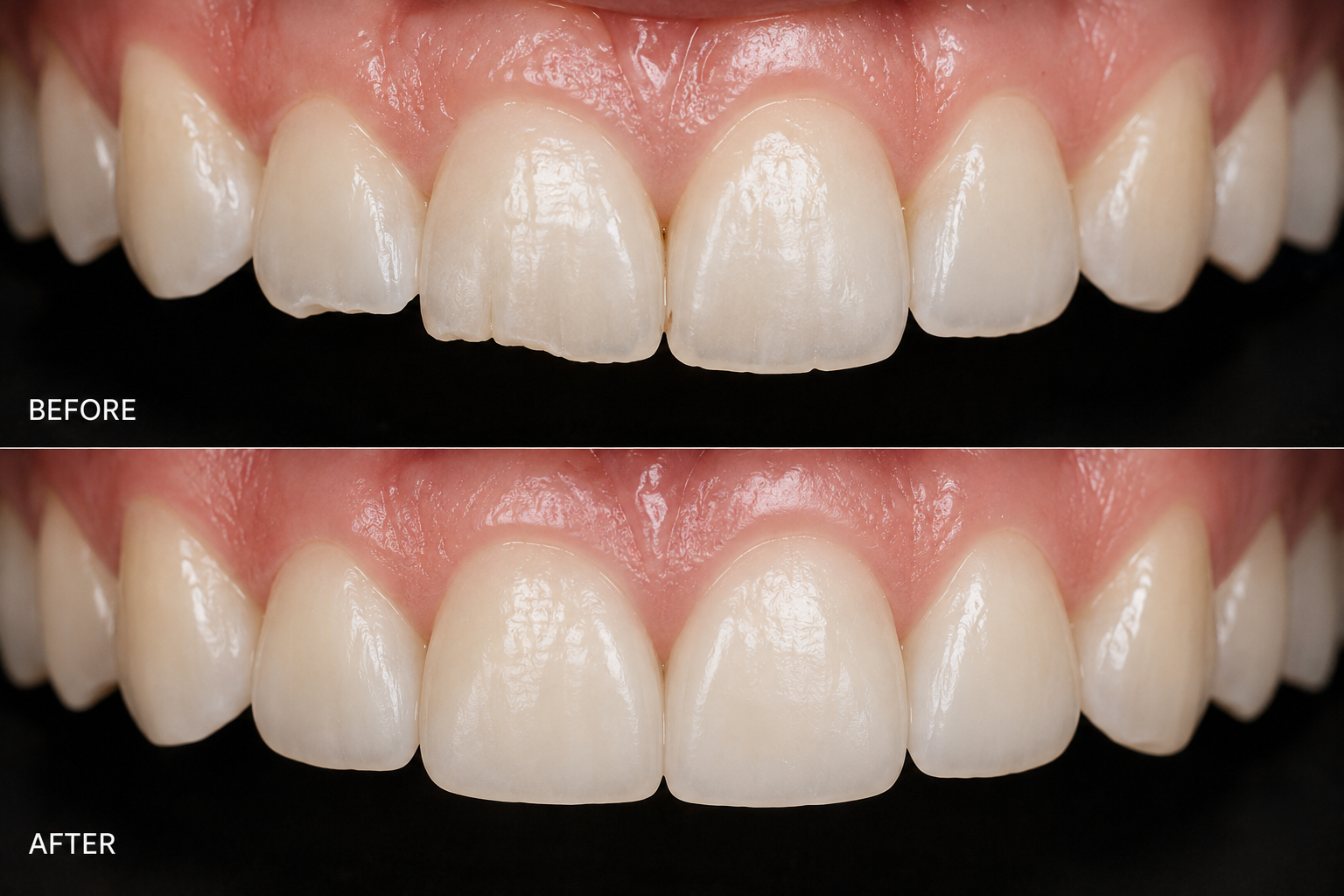 Dr. Collins refining a tooth edge during a contouring visit at Two Rivers Dental Group